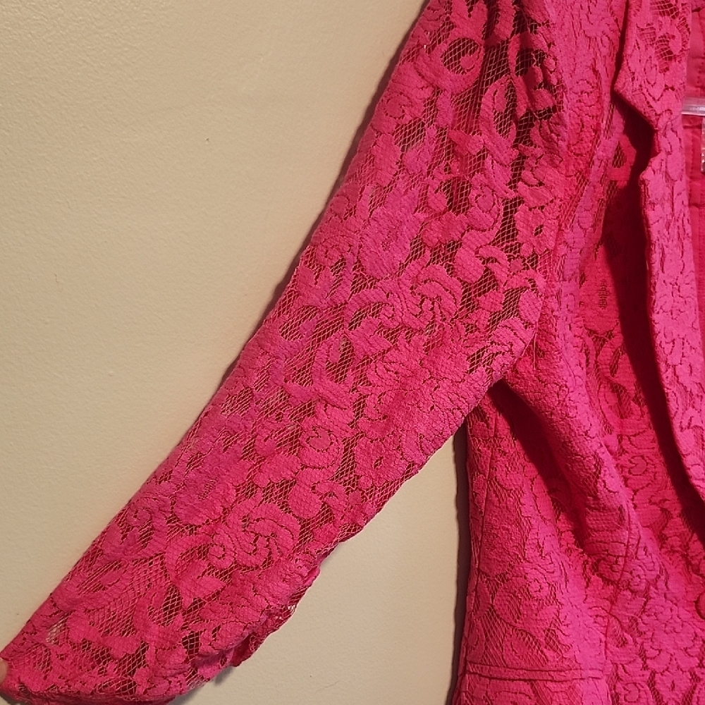 NWOT Fate Hot Pink Elegant Lace Blazer - Picture 5 of 9